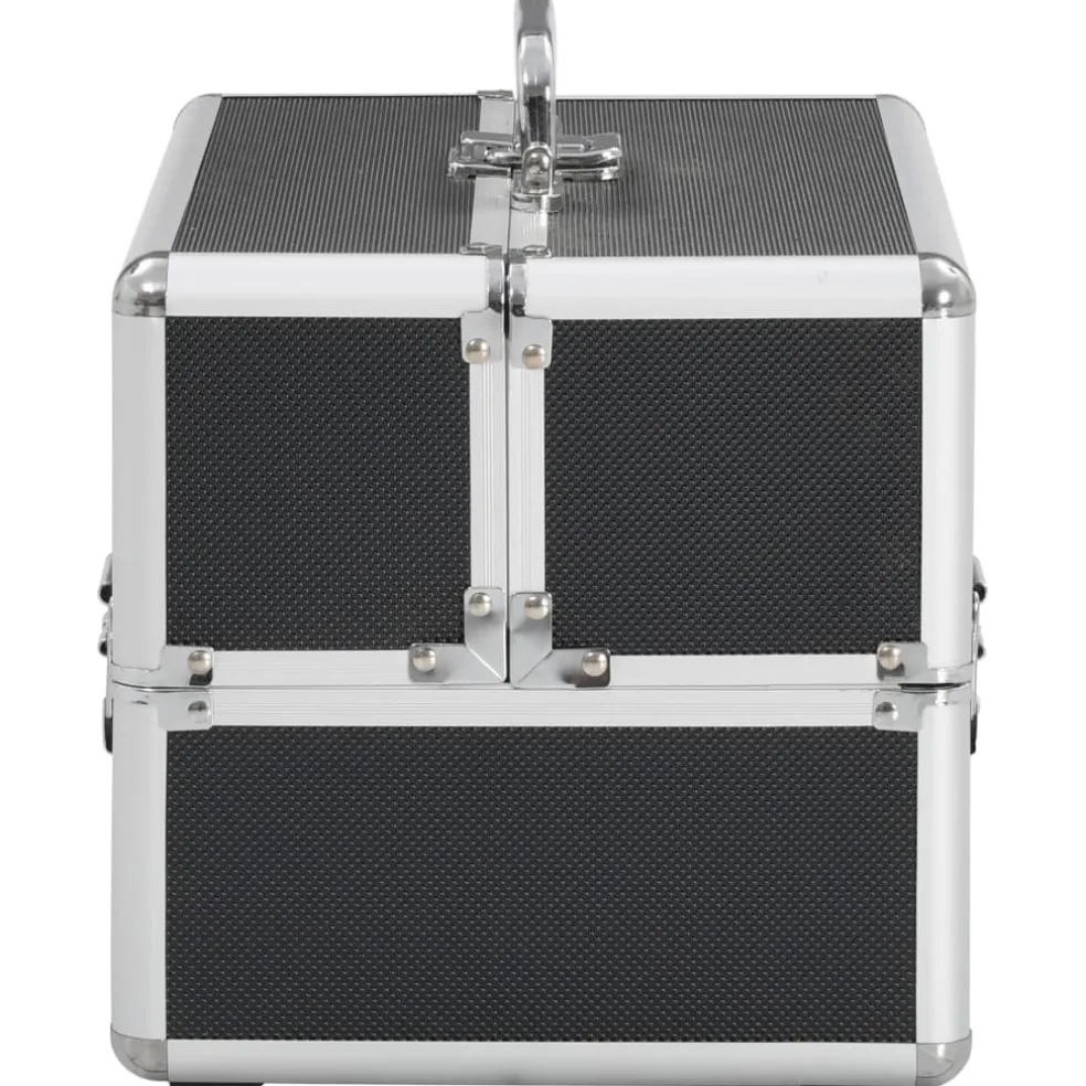 vidaXL Make-up koffer 22x30x21 cm aluminium zwart