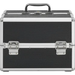 vidaXL Make-up koffer 22x30x21 cm aluminium zwart