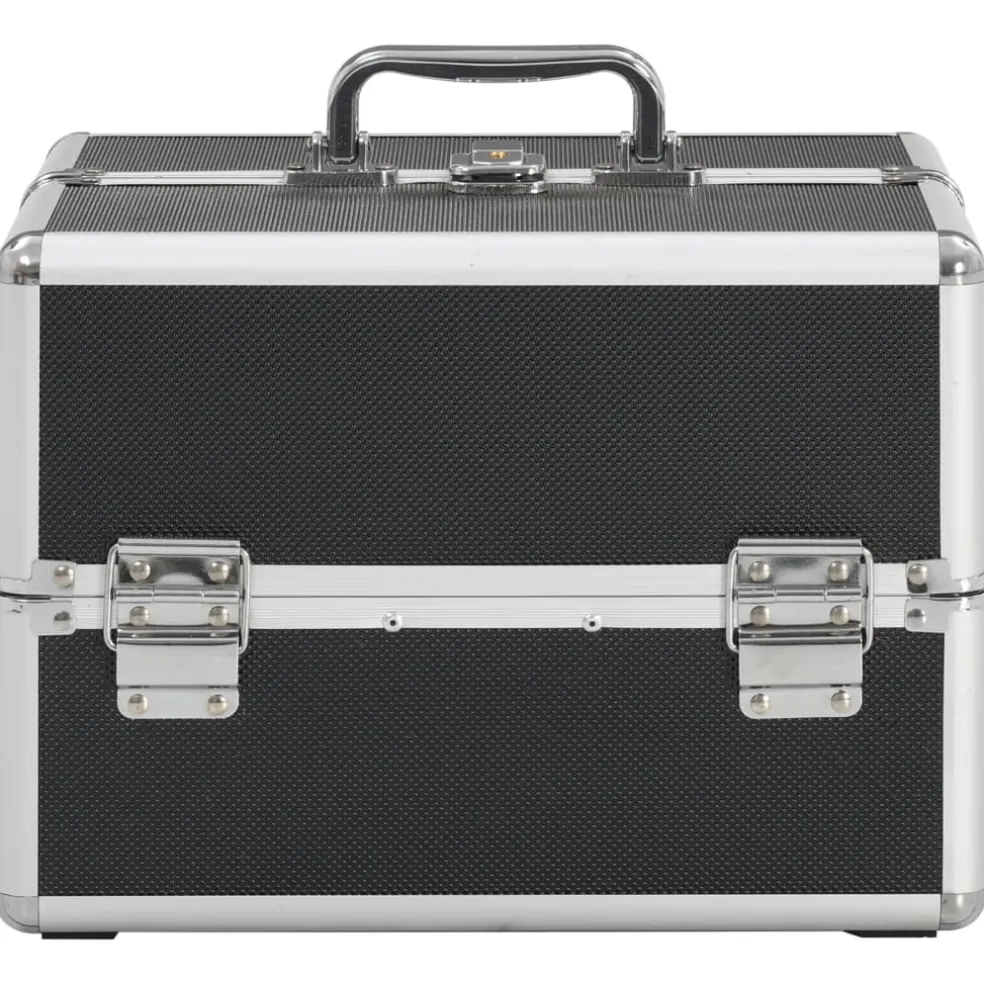 vidaXL Make-up koffer 22x30x21 cm aluminium zwart