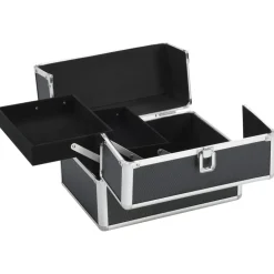 vidaXL Make-up koffer 22x30x21 cm aluminium zwart