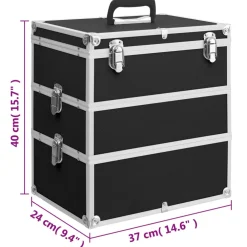 vidaXL Make-up koffer 37x24x40 cm aluminium zwart