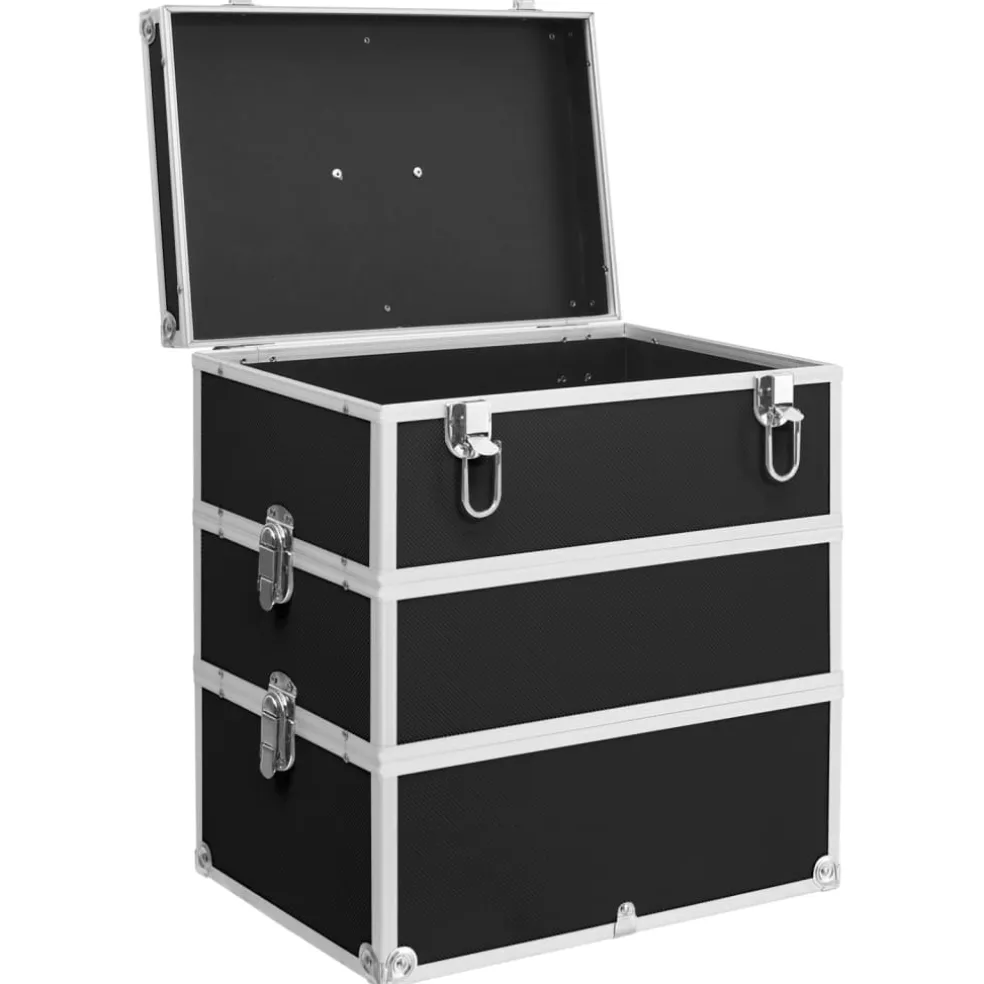 vidaXL Make-up koffer 37x24x40 cm aluminium zwart