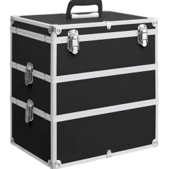 vidaXL Make-up koffer 37x24x40 cm aluminium zwart