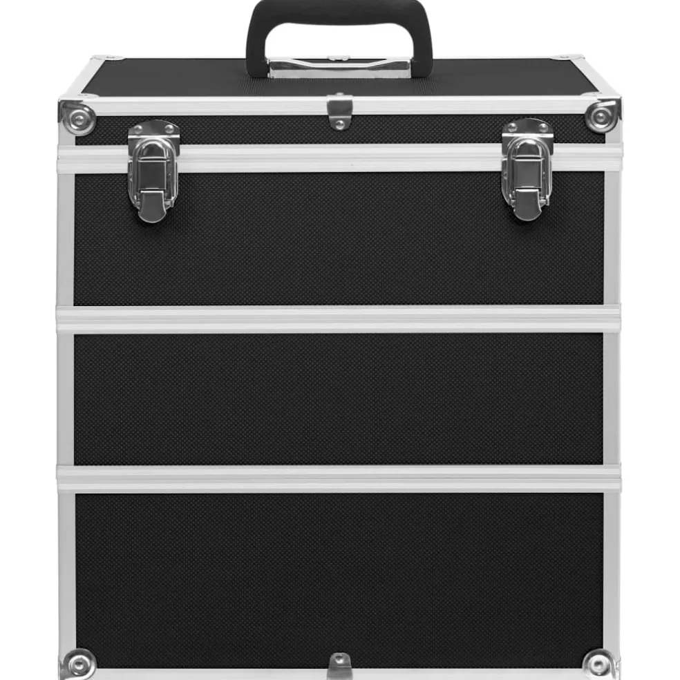 vidaXL Make-up koffer 37x24x40 cm aluminium zwart