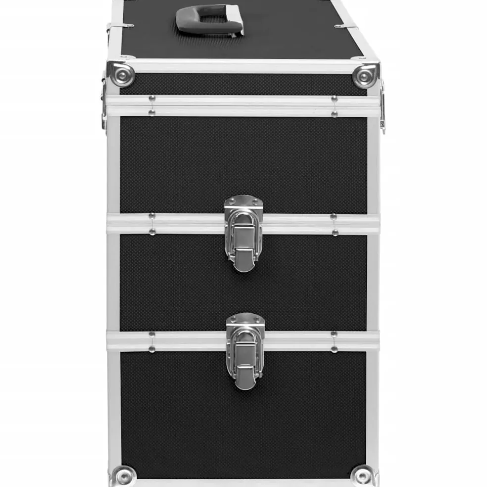 vidaXL Make-up koffer 37x24x40 cm aluminium zwart