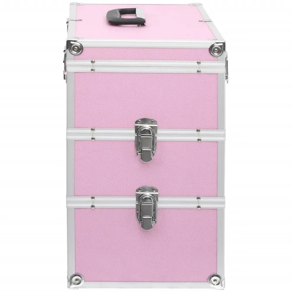 vidaXL Make-up koffer 37x24x40 cm aluminium roze