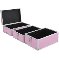 vidaXL Make-up koffer 37x24x40 cm aluminium roze