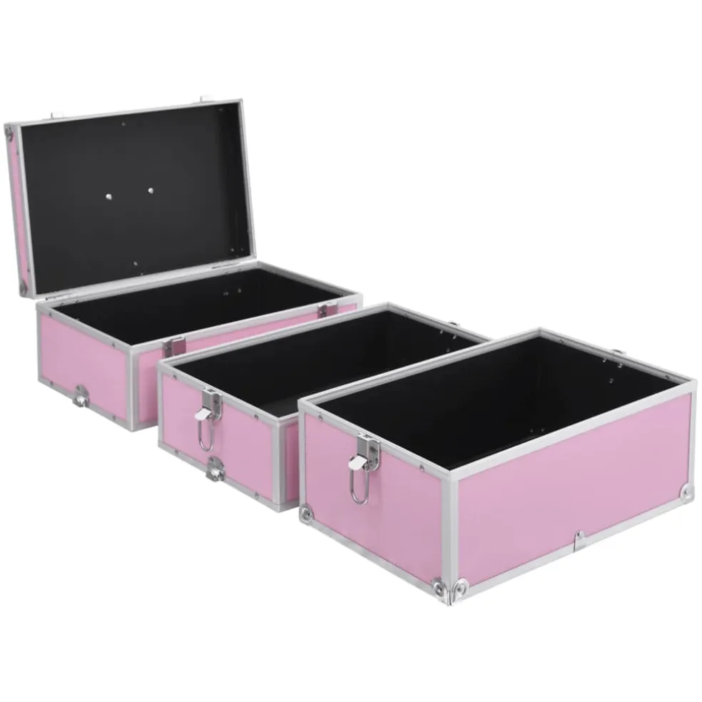 vidaXL Make-up koffer 37x24x40 cm aluminium roze
