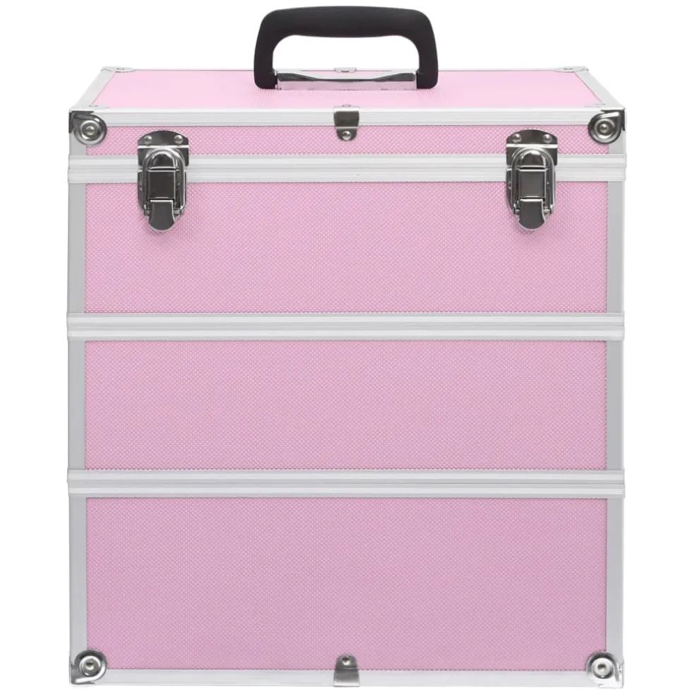 vidaXL Make-up koffer 37x24x40 cm aluminium roze