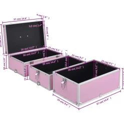 vidaXL Make-up koffer 37x24x40 cm aluminium roze