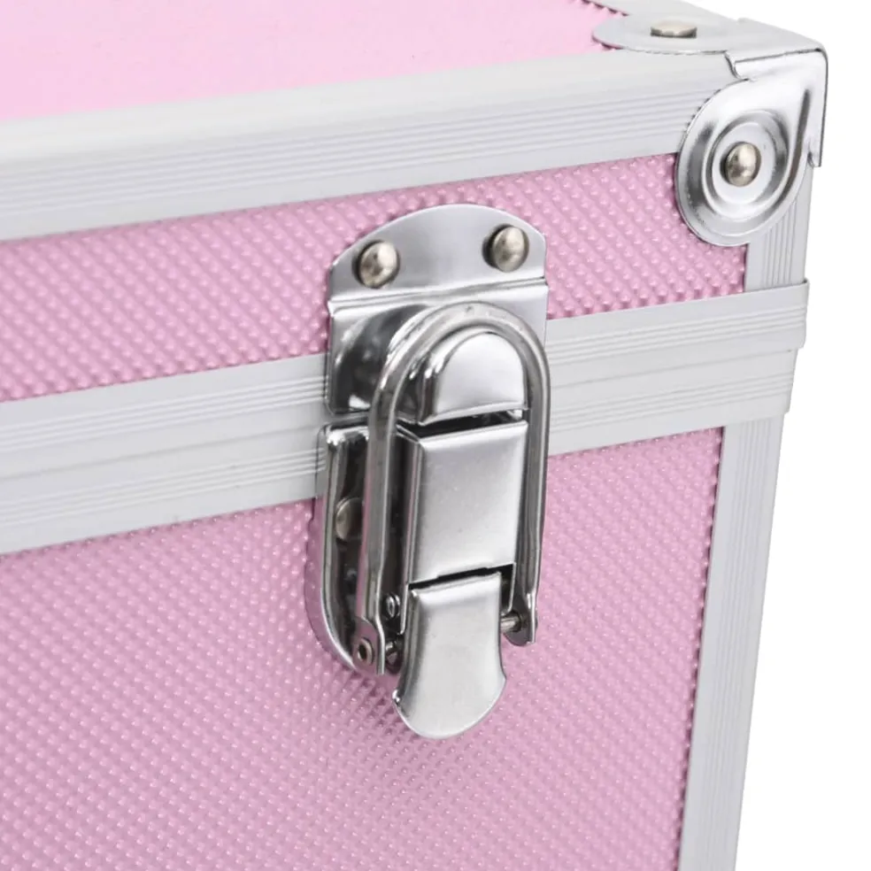 vidaXL Make-up koffer 37x24x40 cm aluminium roze