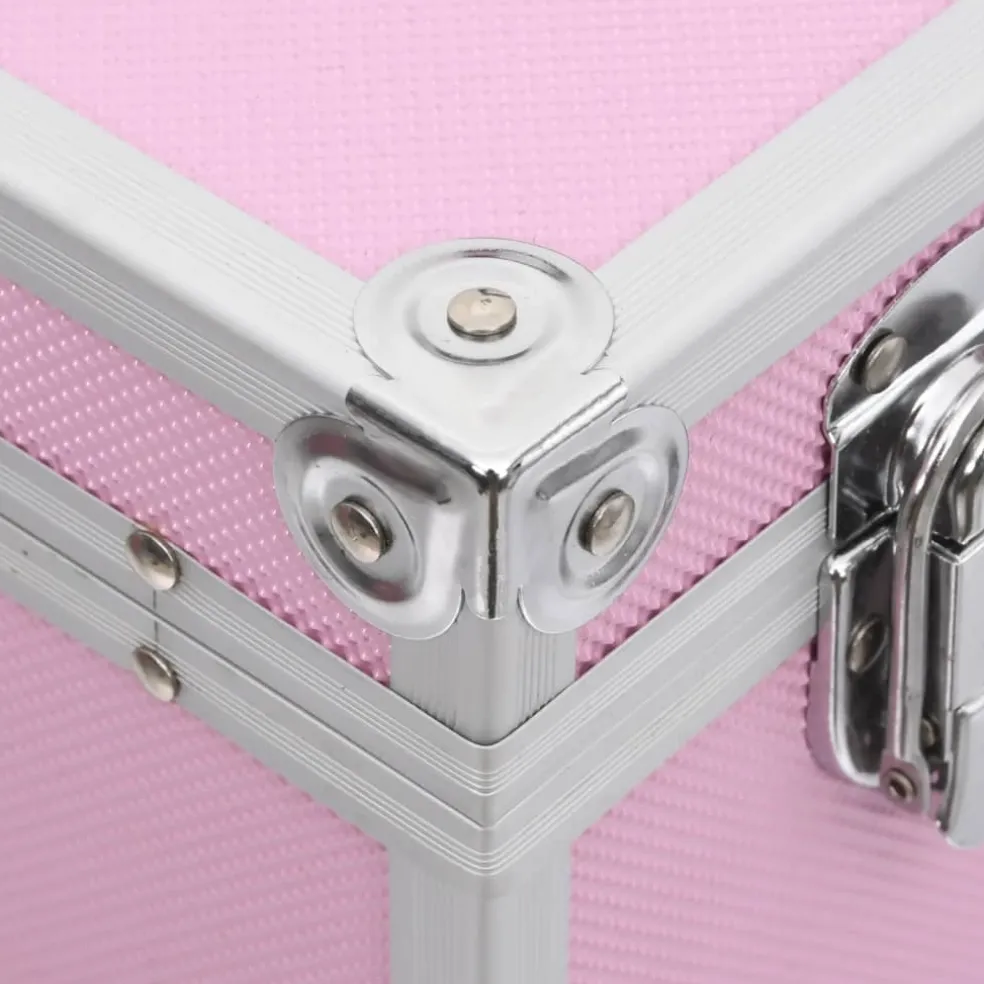 vidaXL Make-up koffer 37x24x40 cm aluminium roze