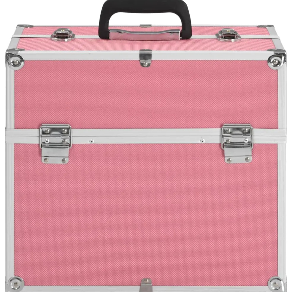 vidaXL Make-up koffer 38x23x34 cm aluminium roze