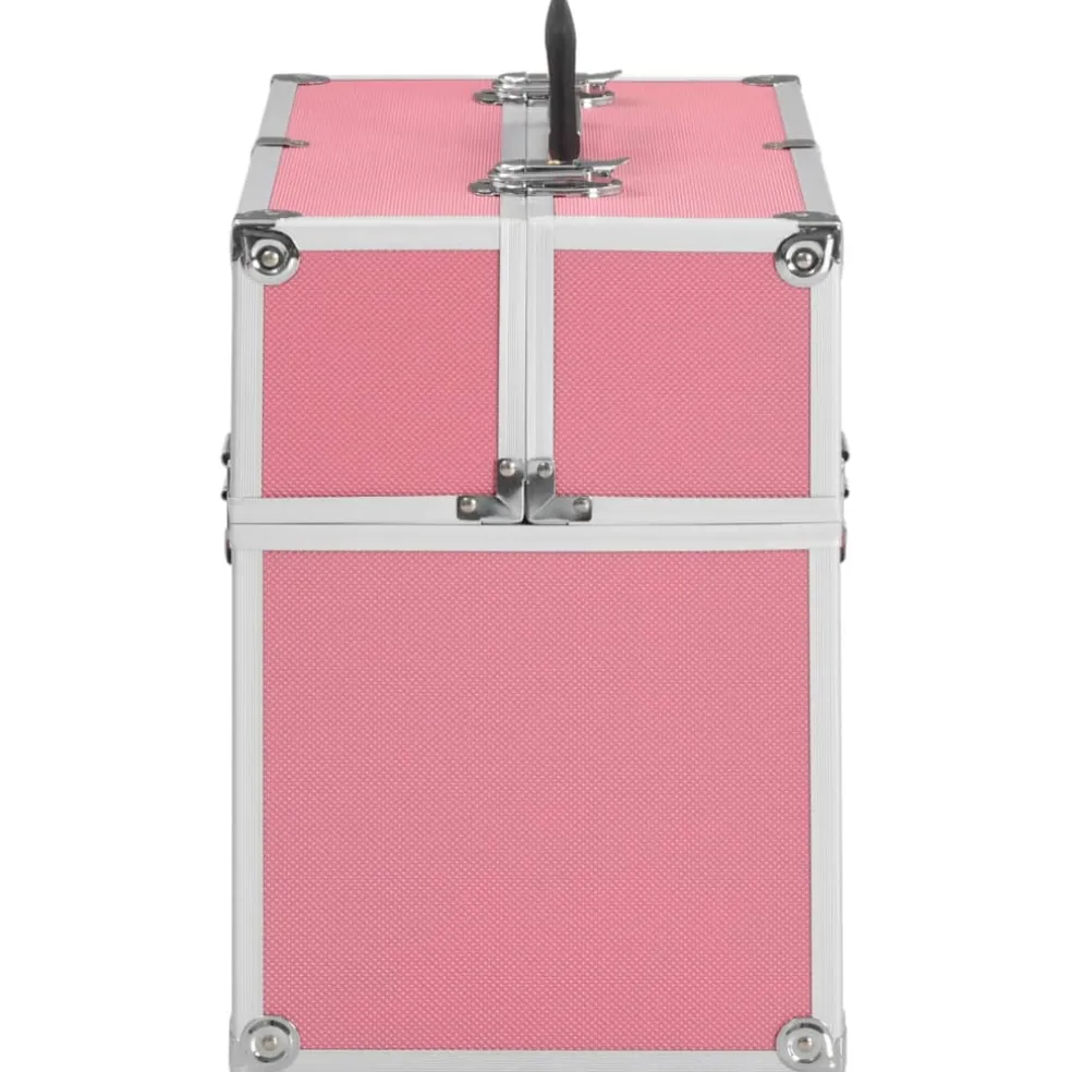 vidaXL Make-up koffer 38x23x34 cm aluminium roze