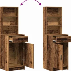 vidaXL Make-up tafel set met LED 2 st Oudhout Bewerkt hout