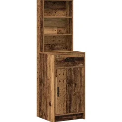 vidaXL Make-up tafel set met LED 2 st Oudhout Bewerkt hout