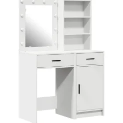 vidaXL Make-up tafel set met LED 2 st Wit Bewerkt hout