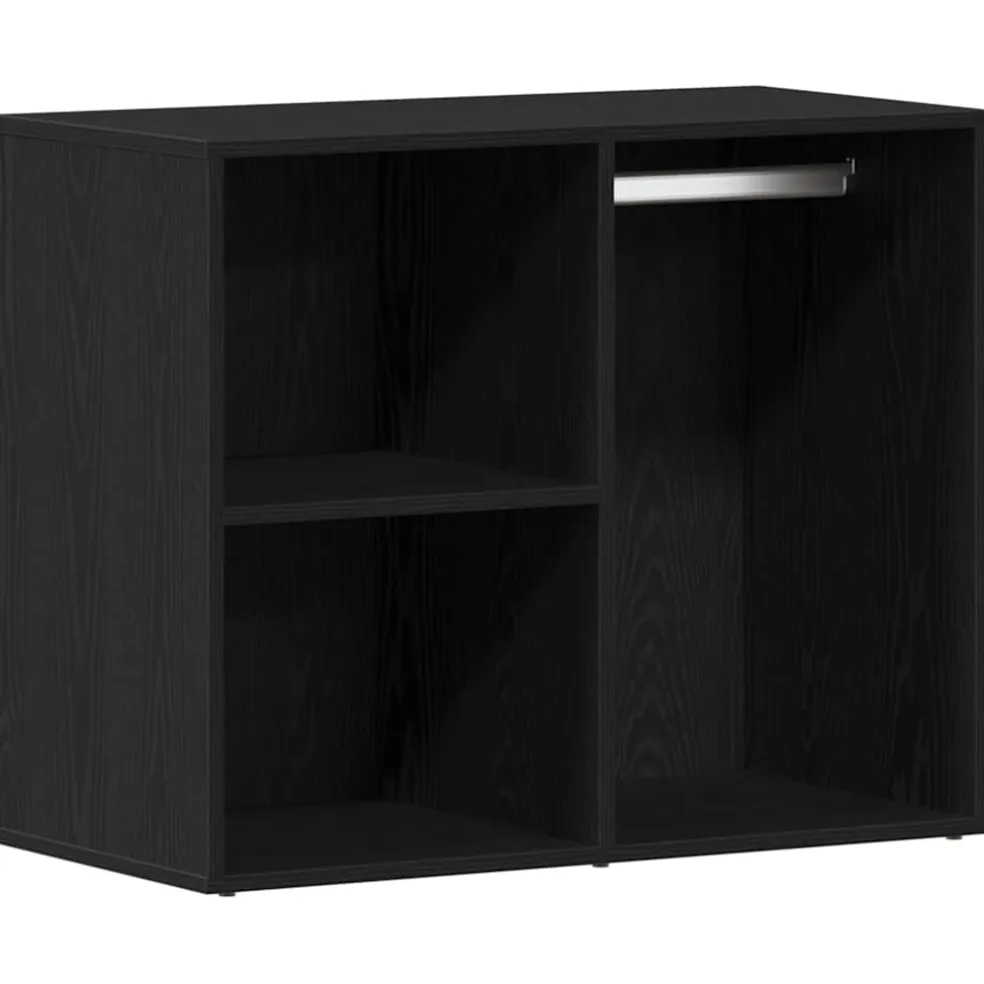 vidaXL Make-up tafel set met LED 4 st Zwart Eiken Bewerkt hout