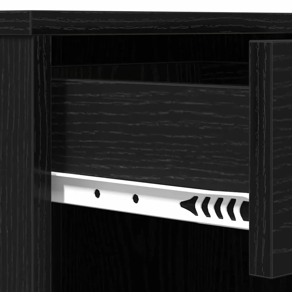 vidaXL Make-up tafel set met LED 4 st Zwart Eiken Bewerkt hout