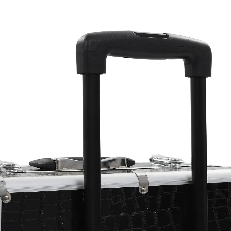 vidaXL Make-up trolley aluminium zwart met krokodillenpatroon