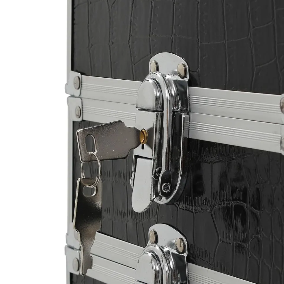 vidaXL Make-up trolley aluminium zwart met krokodillenpatroon
