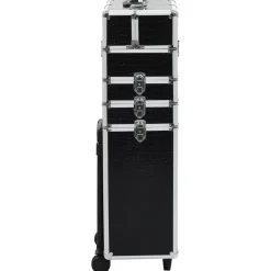 vidaXL Make-up trolley aluminium zwart met krokodillenpatroon