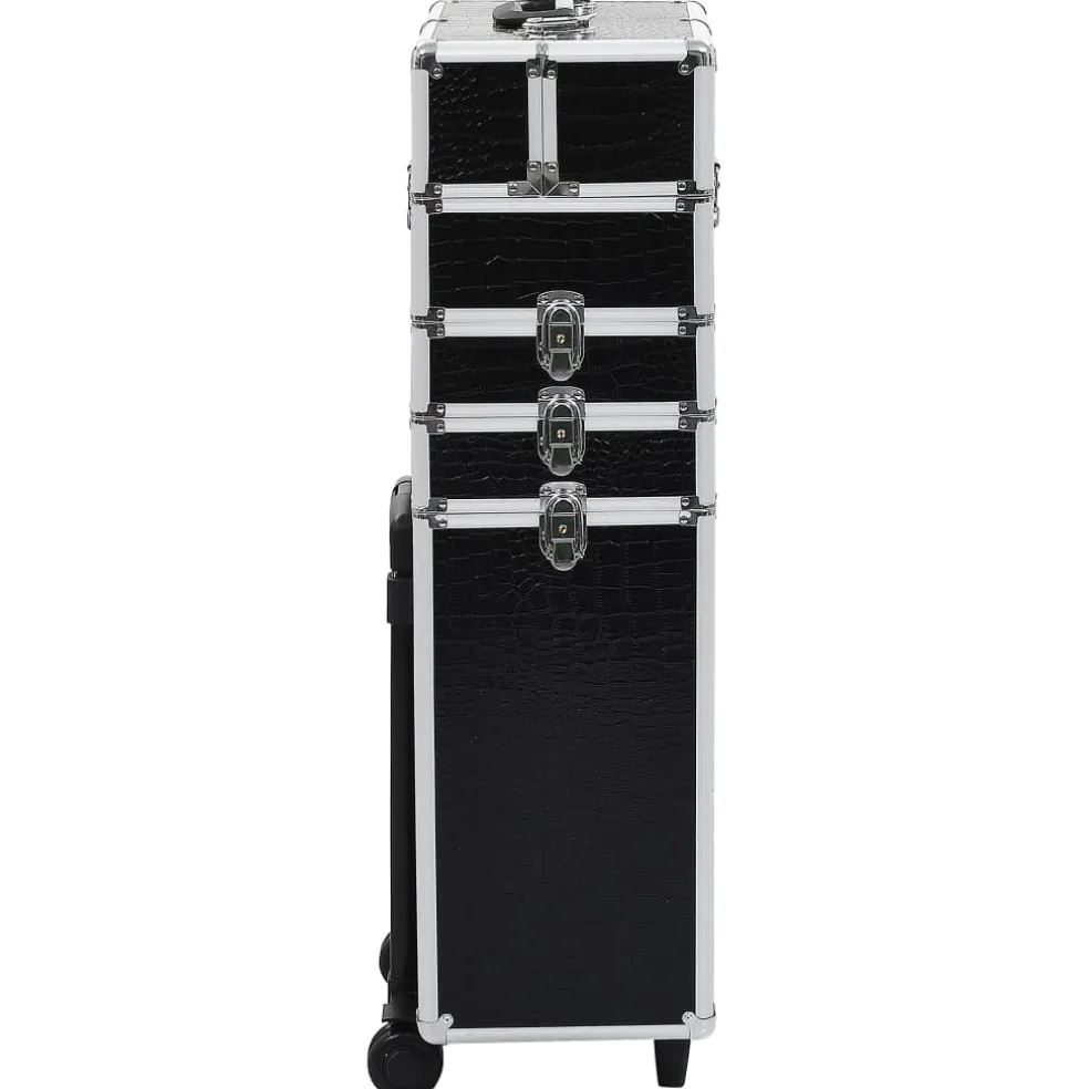 vidaXL Make-up trolley aluminium zwart met krokodillenpatroon