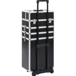 vidaXL Make-up trolley aluminium zwart met krokodillenpatroon