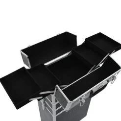 vidaXL Make-up trolley aluminium zwart met krokodillenpatroon