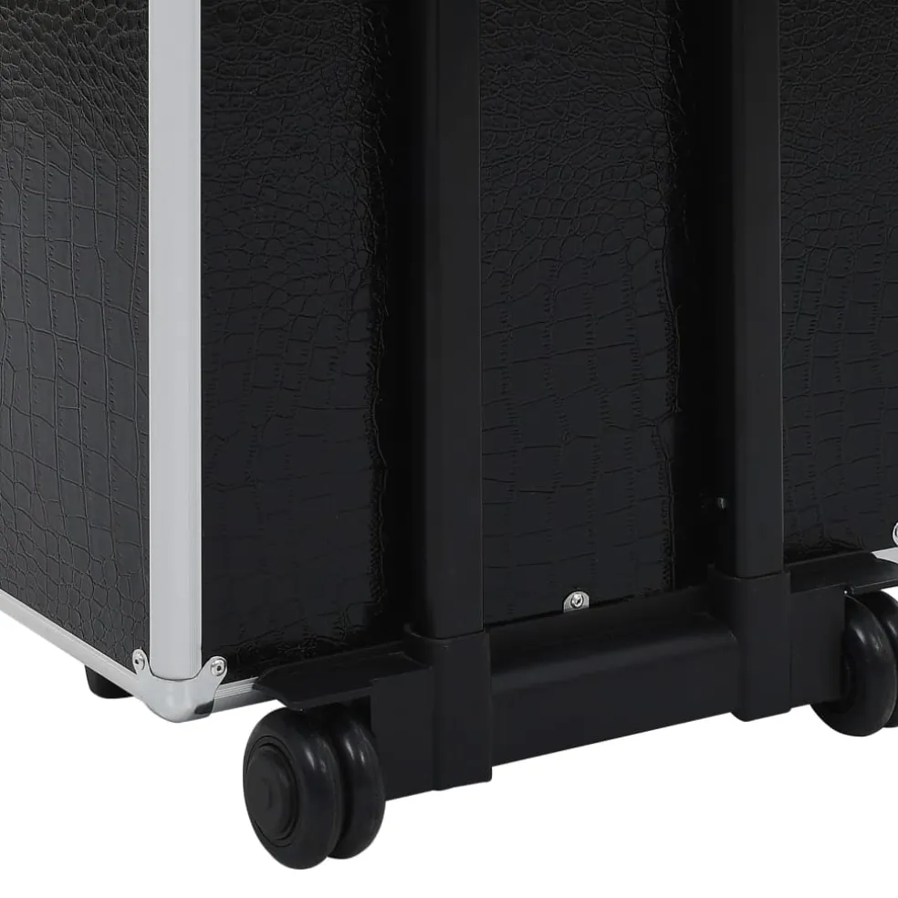 vidaXL Make-up trolley aluminium zwart met krokodillenpatroon
