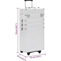 vidaXL Make-up trolley aluminium zilverkleurig