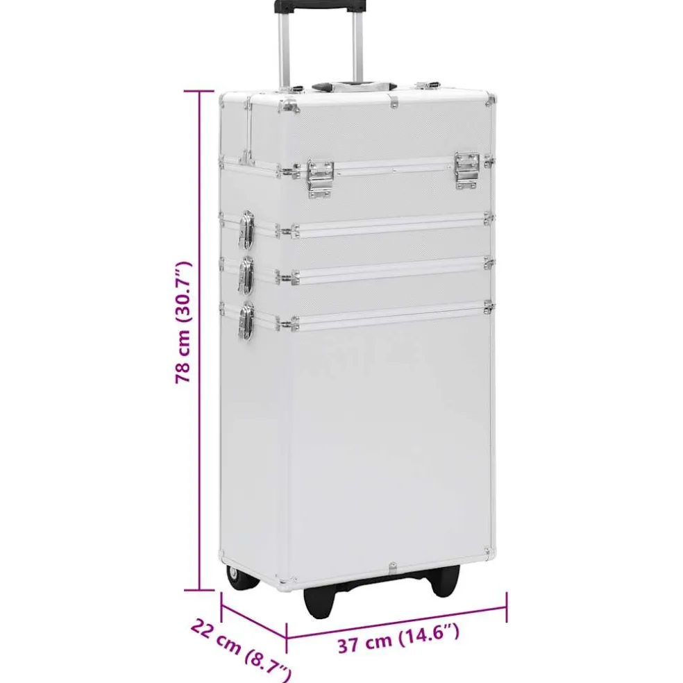 vidaXL Make-up trolley aluminium zilverkleurig