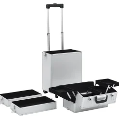 vidaXL Make-up trolley aluminium zilverkleurig