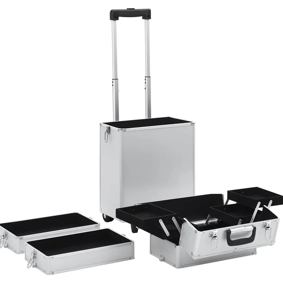 vidaXL Make-up trolley aluminium zilverkleurig