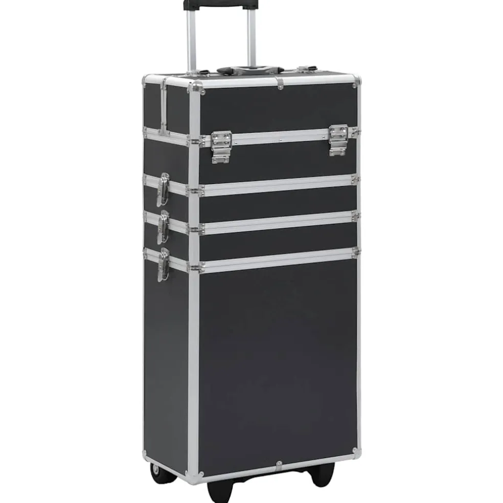 vidaXL Make-up trolley aluminium zwart