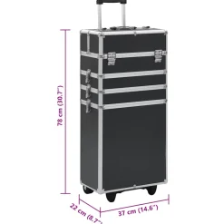 vidaXL Make-up trolley aluminium zwart