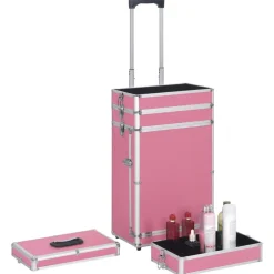 vidaXL Make-up trolley aluminium roze