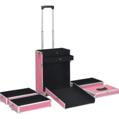 vidaXL Make-up trolley aluminium roze