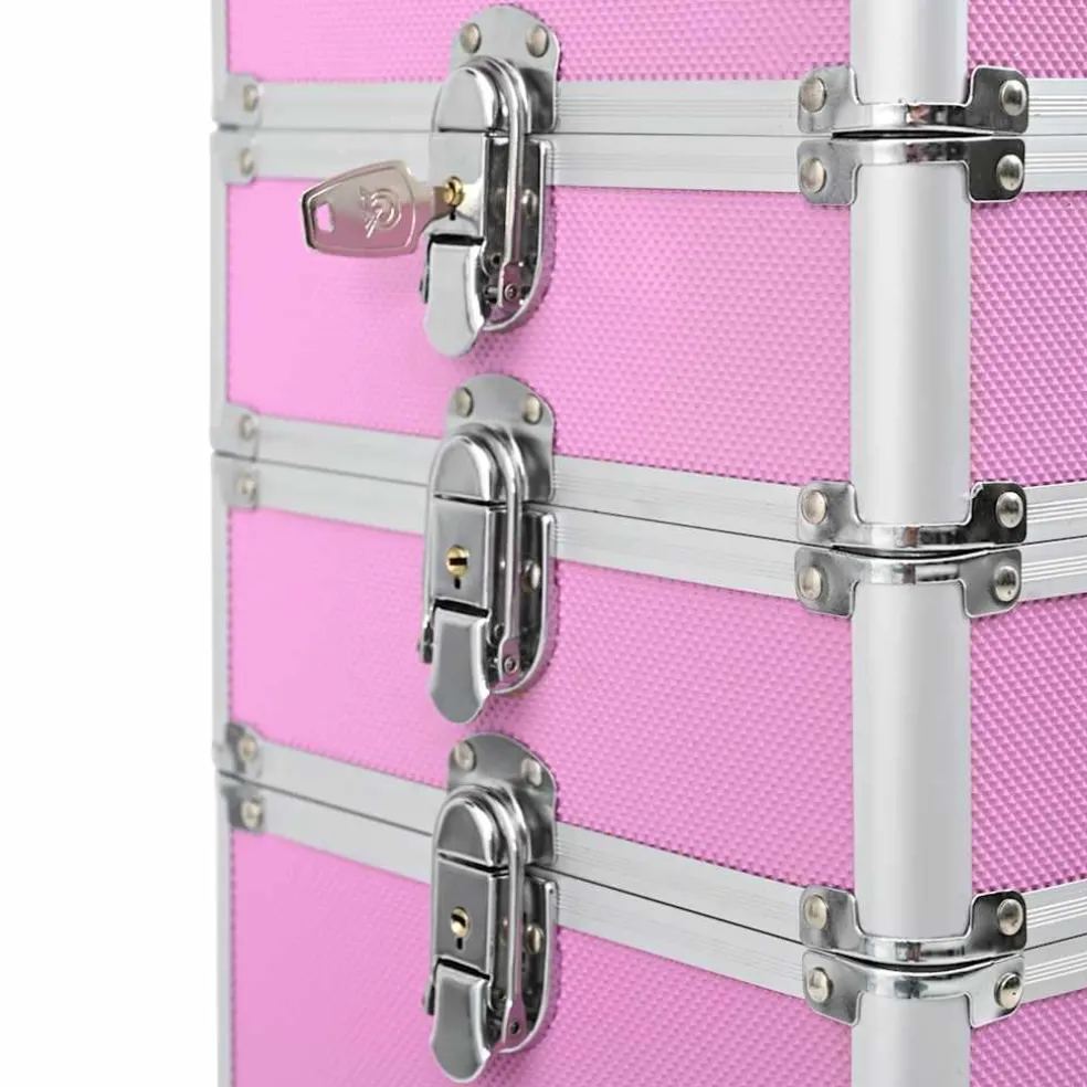 vidaXL Make-up trolley aluminium roze
