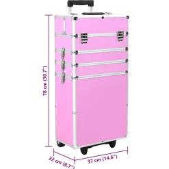 vidaXL Make-up trolley aluminium roze