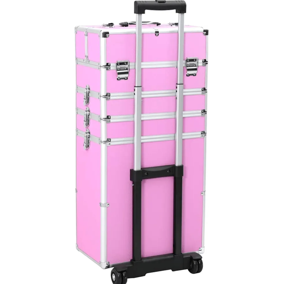 vidaXL Make-up trolley aluminium roze