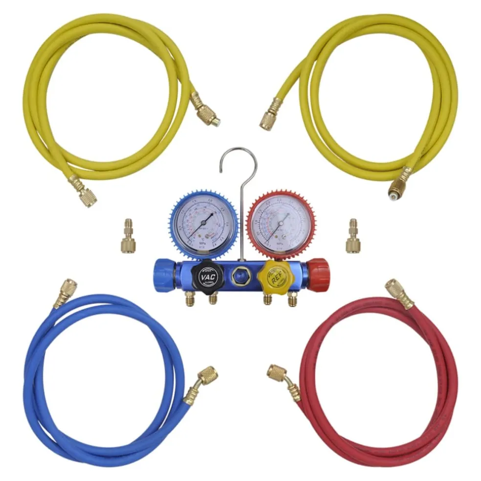 vidaXL Manometer 4-richtingen set in opbergkoffer