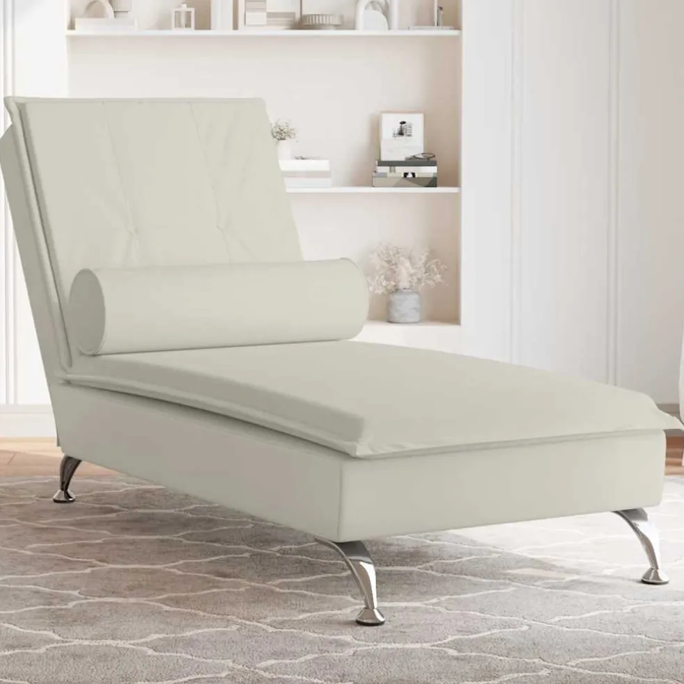 vidaXL Massage chaise longue met bolster fluweel roze