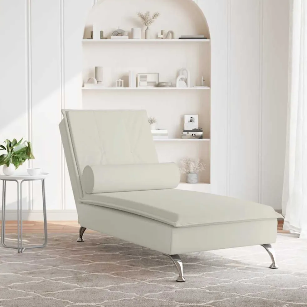 vidaXL Massage chaise longue met bolster fluweel roze