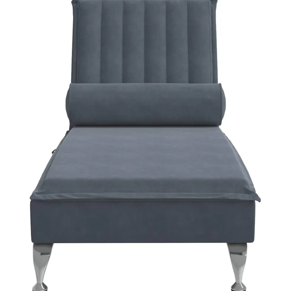 vidaXL Massage chaise longue met bolster fluweel donkergrijs