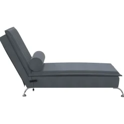 vidaXL Massage chaise longue met bolster fluweel donkergrijs
