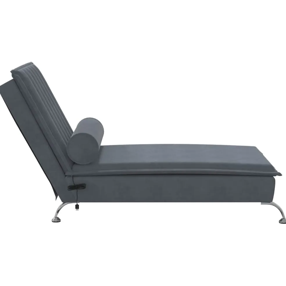 vidaXL Massage chaise longue met bolster fluweel donkergrijs