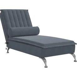 vidaXL Massage chaise longue met bolster fluweel donkergrijs
