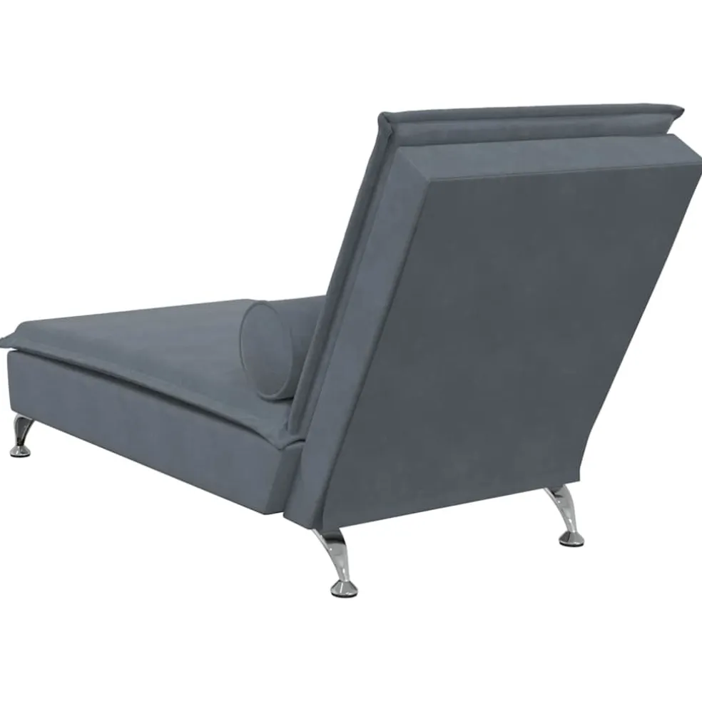 vidaXL Massage chaise longue met bolster fluweel donkergrijs