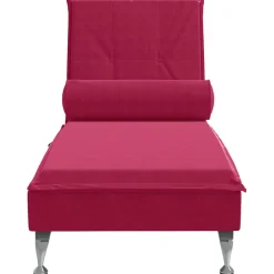 vidaXL Massage chaise longue met bolster fluweel wijnrood